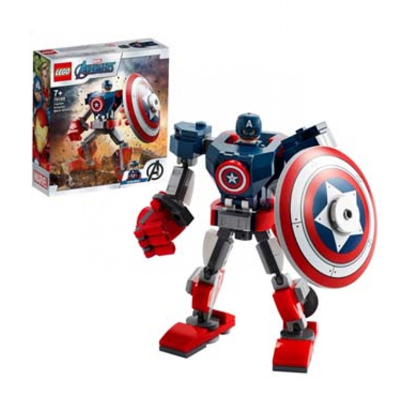 LEGO 76168 Marvel Avengers Captain America Mech Armour Set, Action Figure Toy for 7+ Years Old Boys and Girls